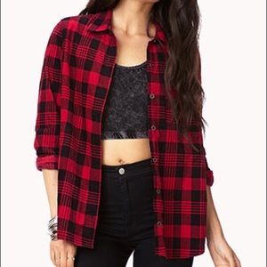 [Forever 21] Snap Button Red Flannel Shirt